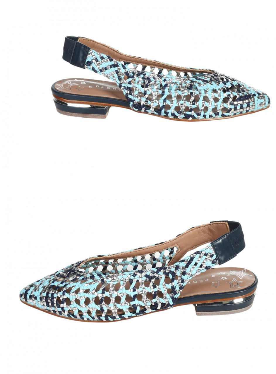 Ежедневни дамски обувки, от естествена кожа в синьо с перфорации 14551 multi azules