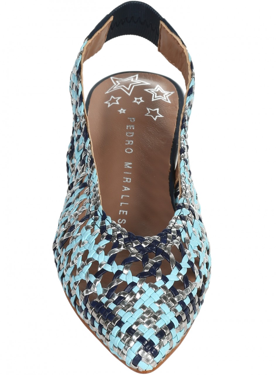 Ежедневни дамски обувки, от естествена кожа в синьо с перфорации 14551 multi azules