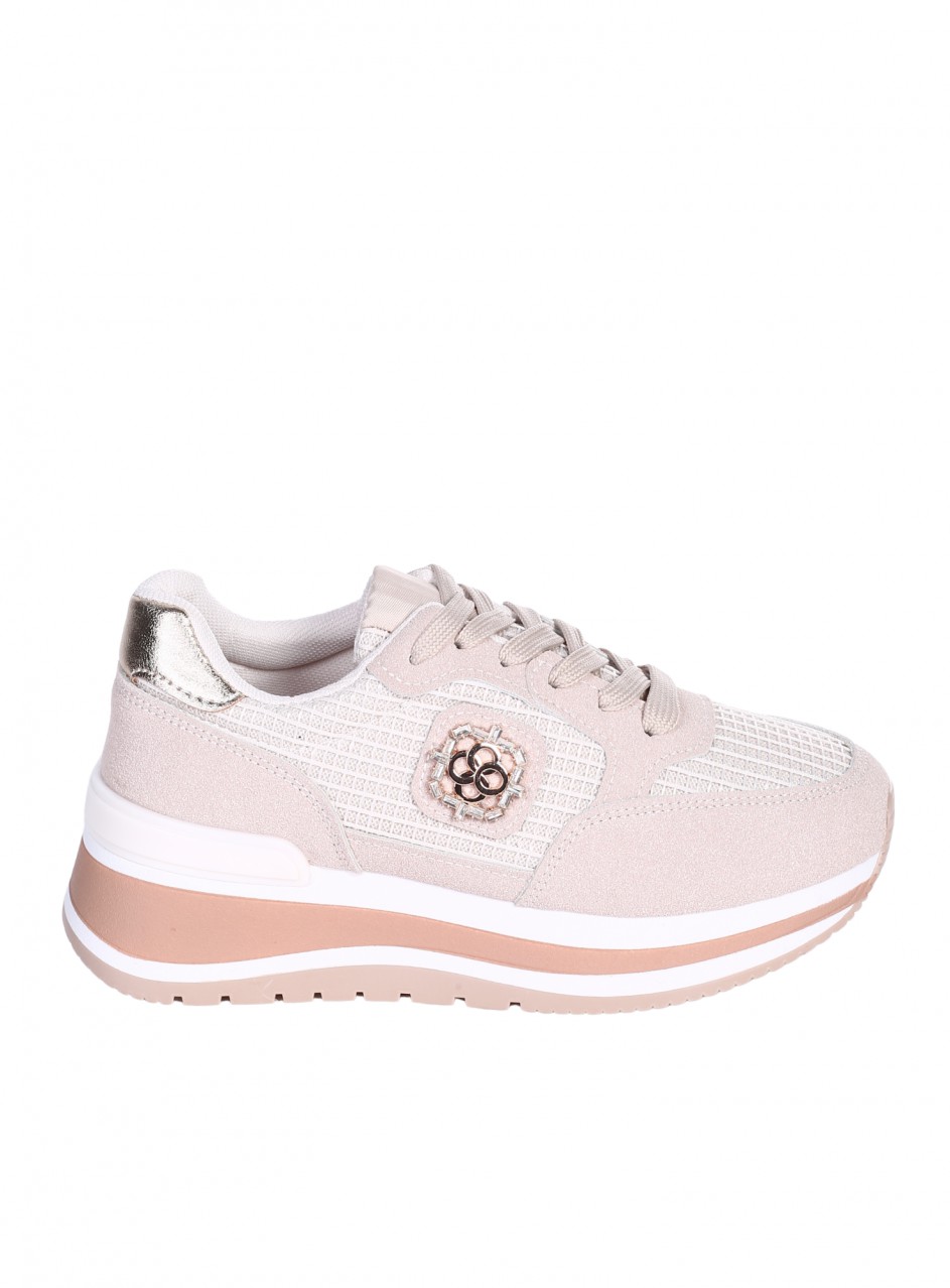 Ежедневни дамски обувки в бежов цвят 3U-26065 beige