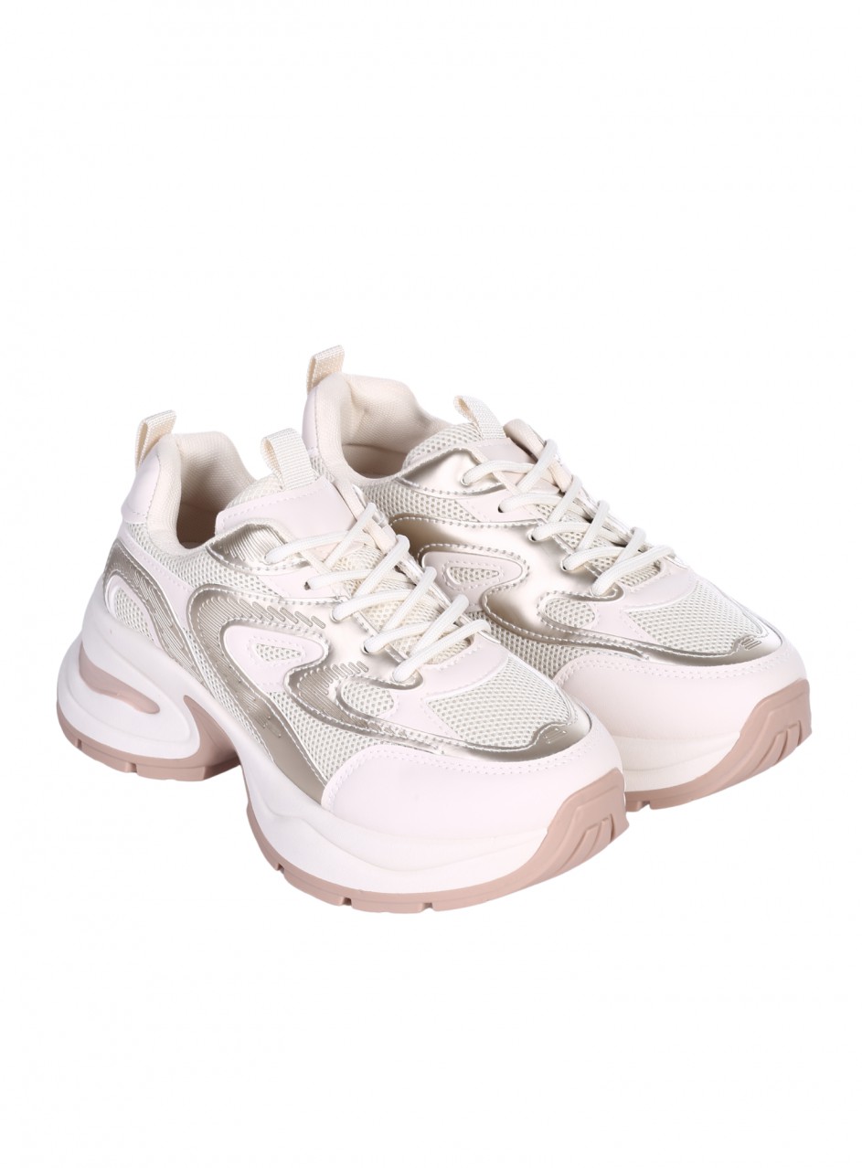 Ежедневни дамски обувки в бежов/златист цвят 3U-26066 beige