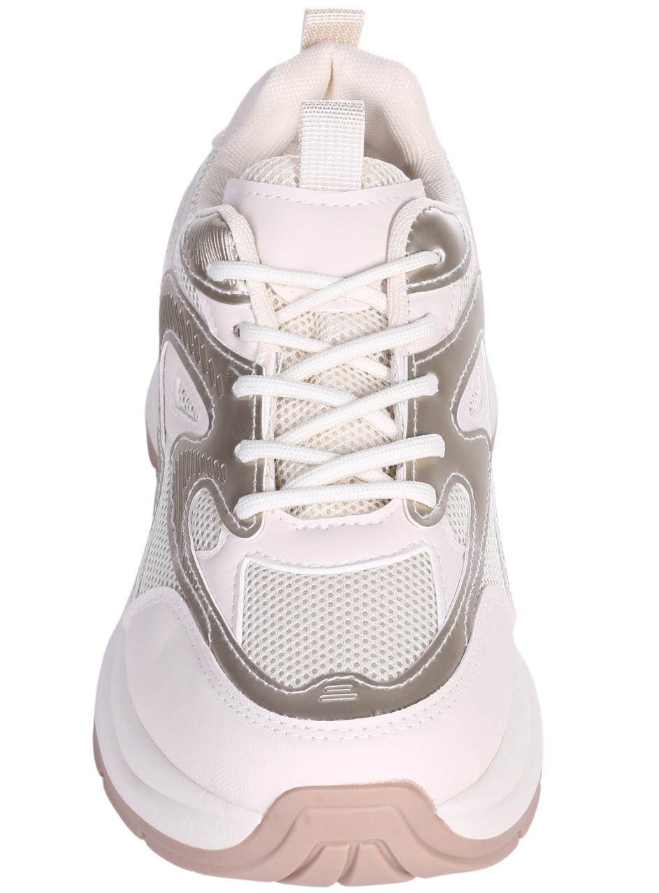 Ежедневни дамски обувки в бежов/златист цвят 3U-26066 beige