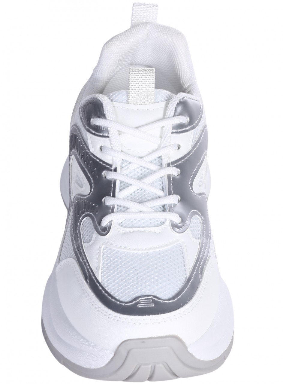 Ежедневни дамски обувки в бял/сребрист цвят 3U-26066 white