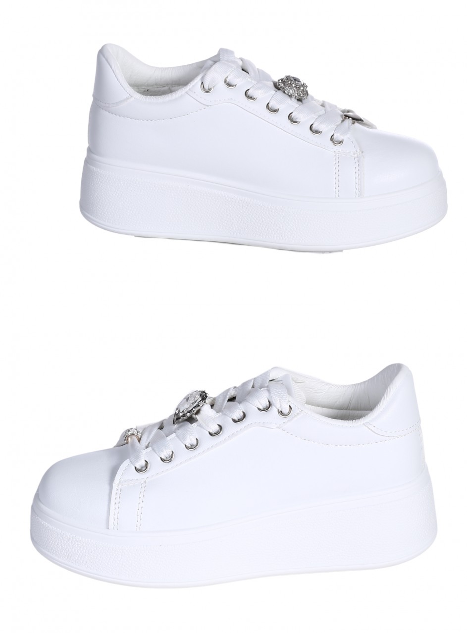 Ежедневни дамски обувки в бяло 3U-26068 white pu