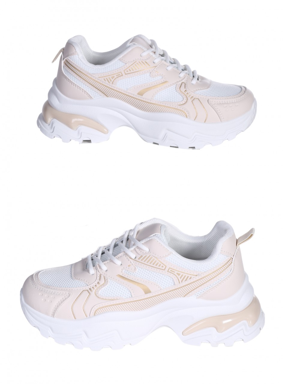Ежедневни дамски обувки в бял/бежов цвят 3U-26071 white/beige