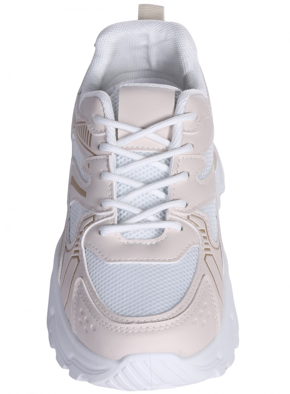 Ежедневни дамски обувки в бял/бежов цвят 3U-26071 white/beige