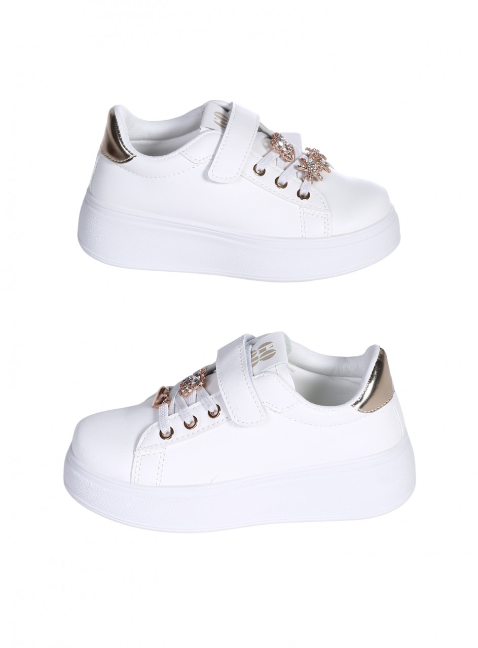 Ежедневни детски обувки в бял цвят 18U-26072 white/gold(25148)