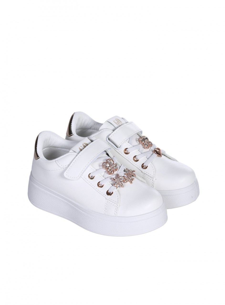 Ежедневни детски обувки в бял цвят 18U-26072 white/gold(25148)