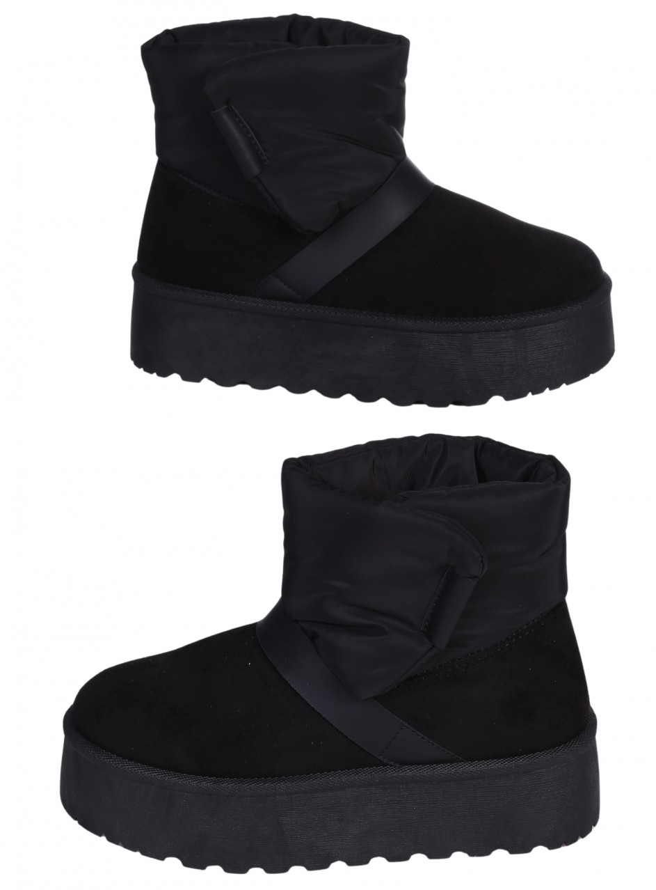 Ежедневни дамски боти от текстил в черно 2U-25994 black