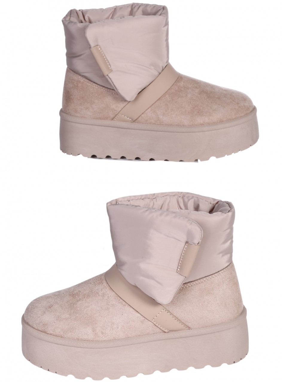 Ежедневни дамски боти от текстил в бежово 2U-25994 beige