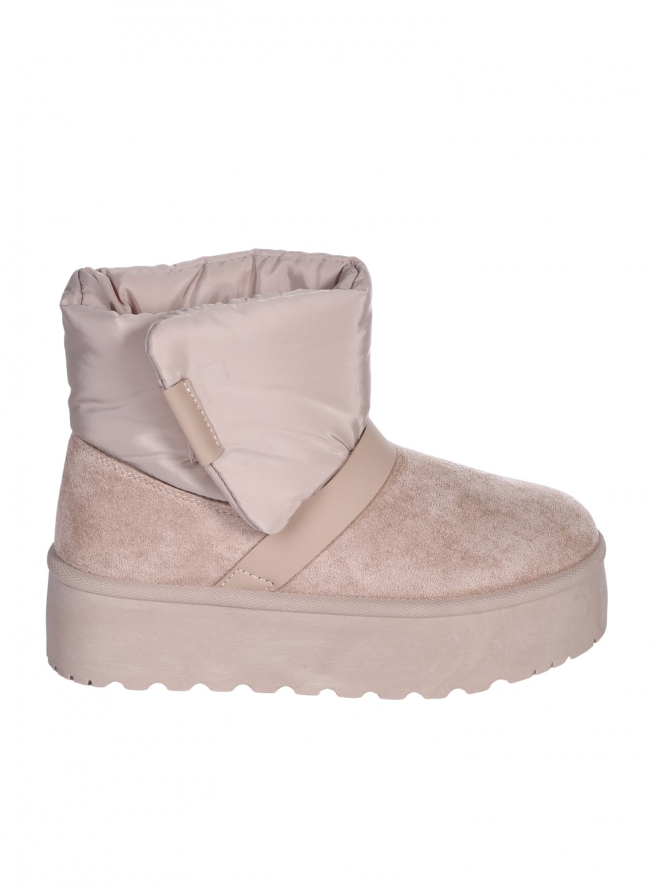 Ежедневни дамски боти от текстил в бежово 2U-25994 beige