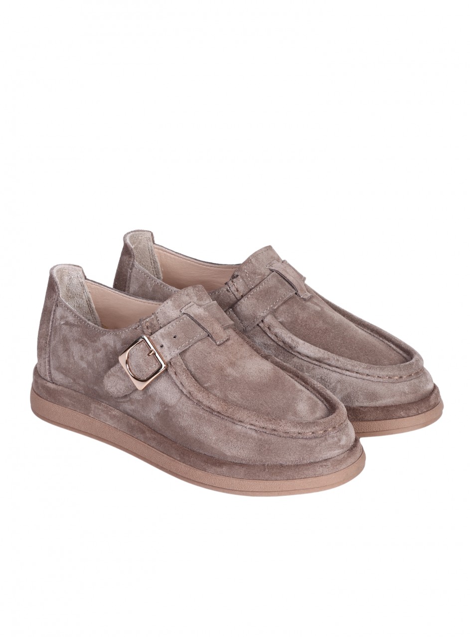 Ежедневни дамски обувки от естествен велур в бежово 3AT-26256 mink