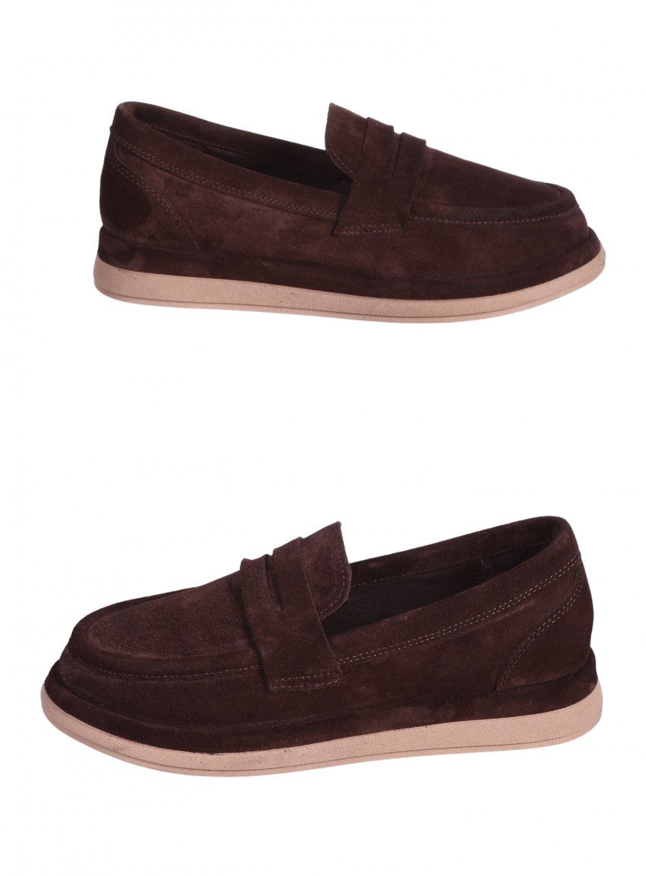 Ежедневни дамски обувки от естествен велур в кафяво 3AT-26257 brown