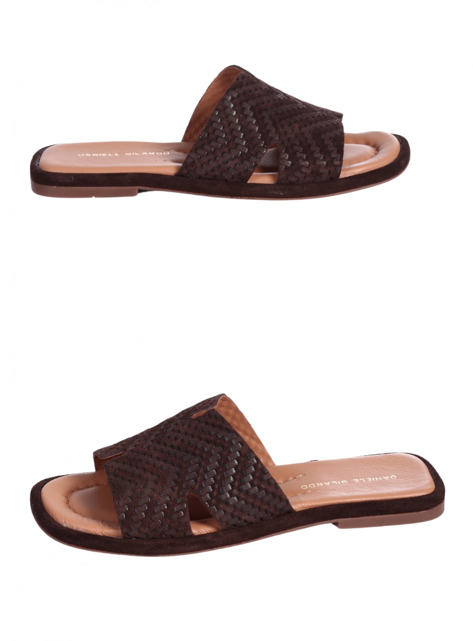 Ежедневни дамски чехли от естествен велур в кафяво 5AT-26260 brown(25439)