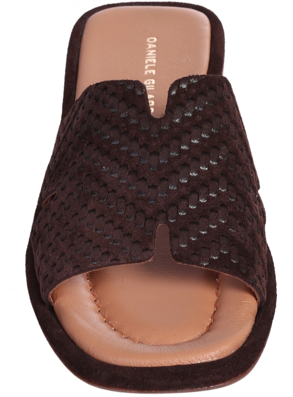 Ежедневни дамски чехли от естествен велур в кафяво 5AT-26260 brown(25439)