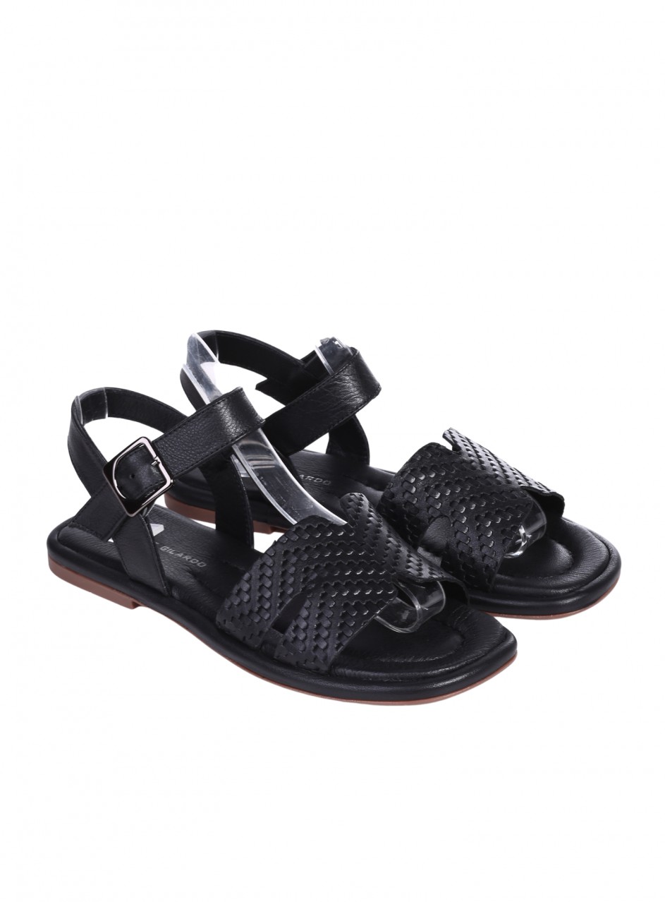 Ежедневни дамски сандали от естествена кожа в черно 4AT-26261 black (25334)