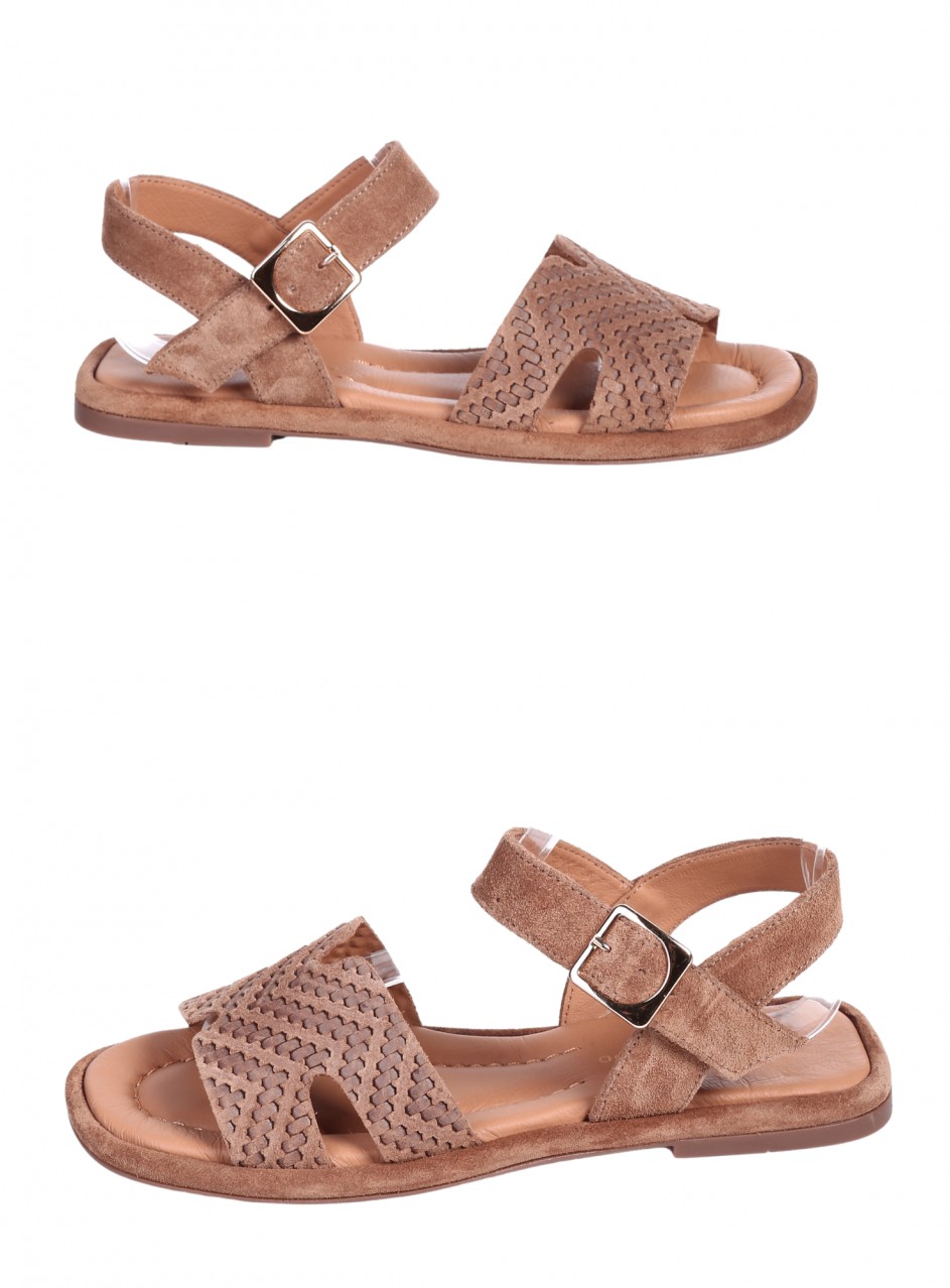 Ежедневни дамски сандали от естествен велур в бежово 4AT-26261 tan (25334)