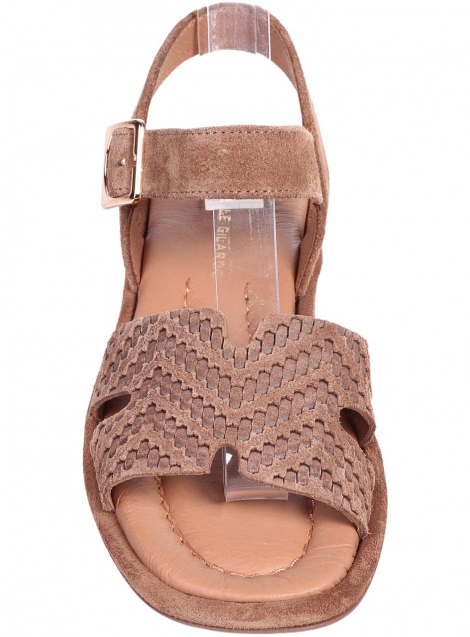 Ежедневни дамски сандали от естествен велур в бежово 4AT-26261 tan (25334)