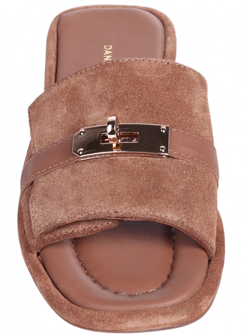 Ежедневни дамски чехли от естествен велур в бежово 5AT-26262 tan