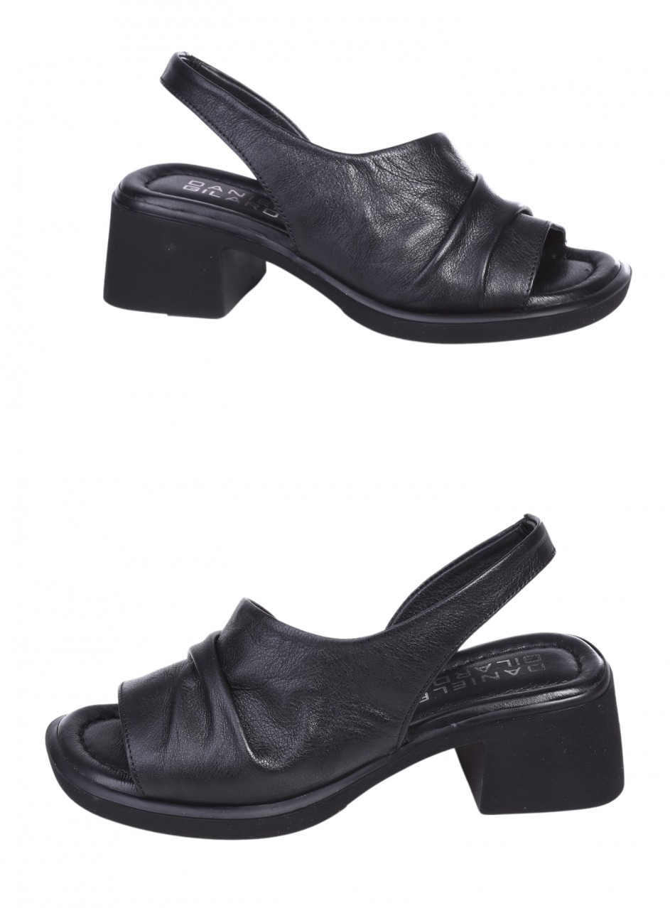 Ежедневни дамски сандали, на дебел ток, от естествена кожа в черно 4AT-26264 black (25336)