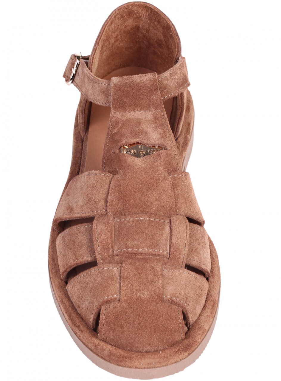 Ежедневни дамски обувки от естествен велур в бежово 3AT-26265 tan