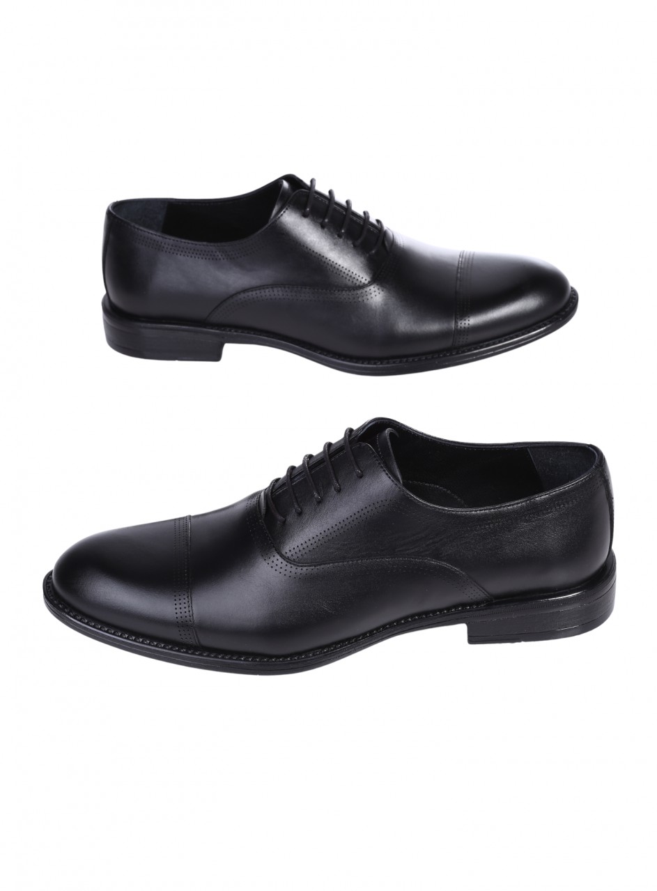 Eлегантни мъжки обувки от естесвена кожа в черно 7AT-26278 black