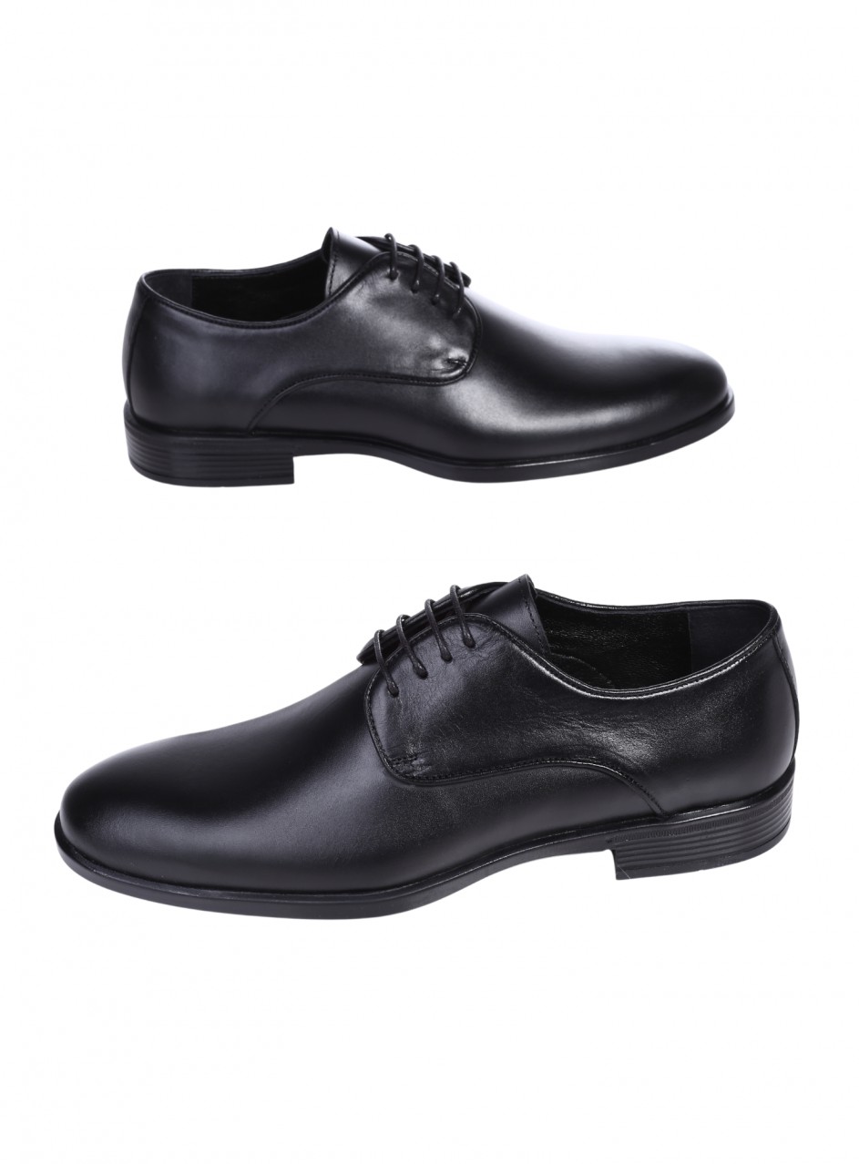 Eлегантни мъжки обувки от естесвена кожа в черно 7AT-26280 black