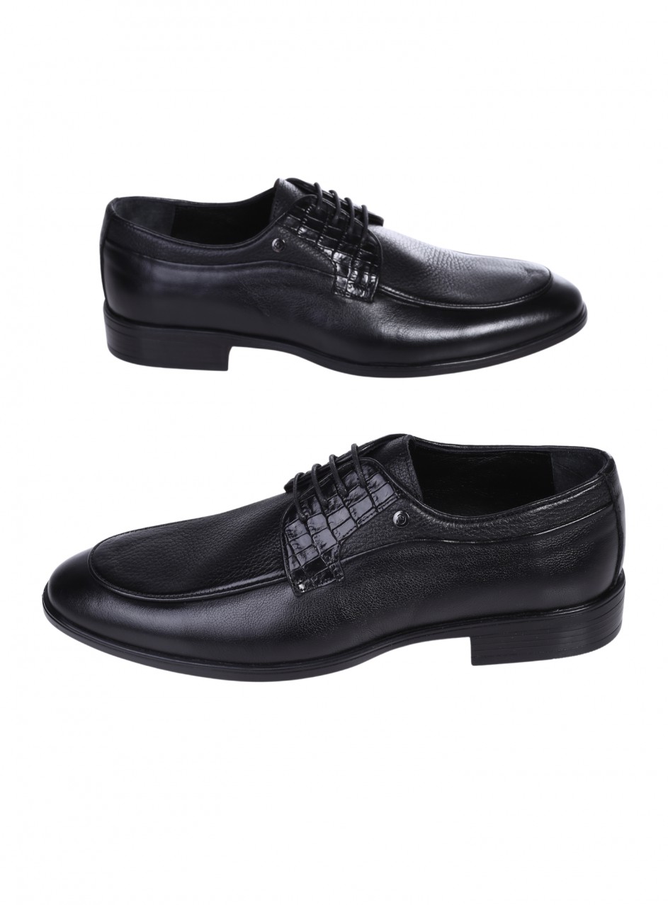 Eлегантни мъжки обувки от естесвена кожа в черно 7AT-26282 black