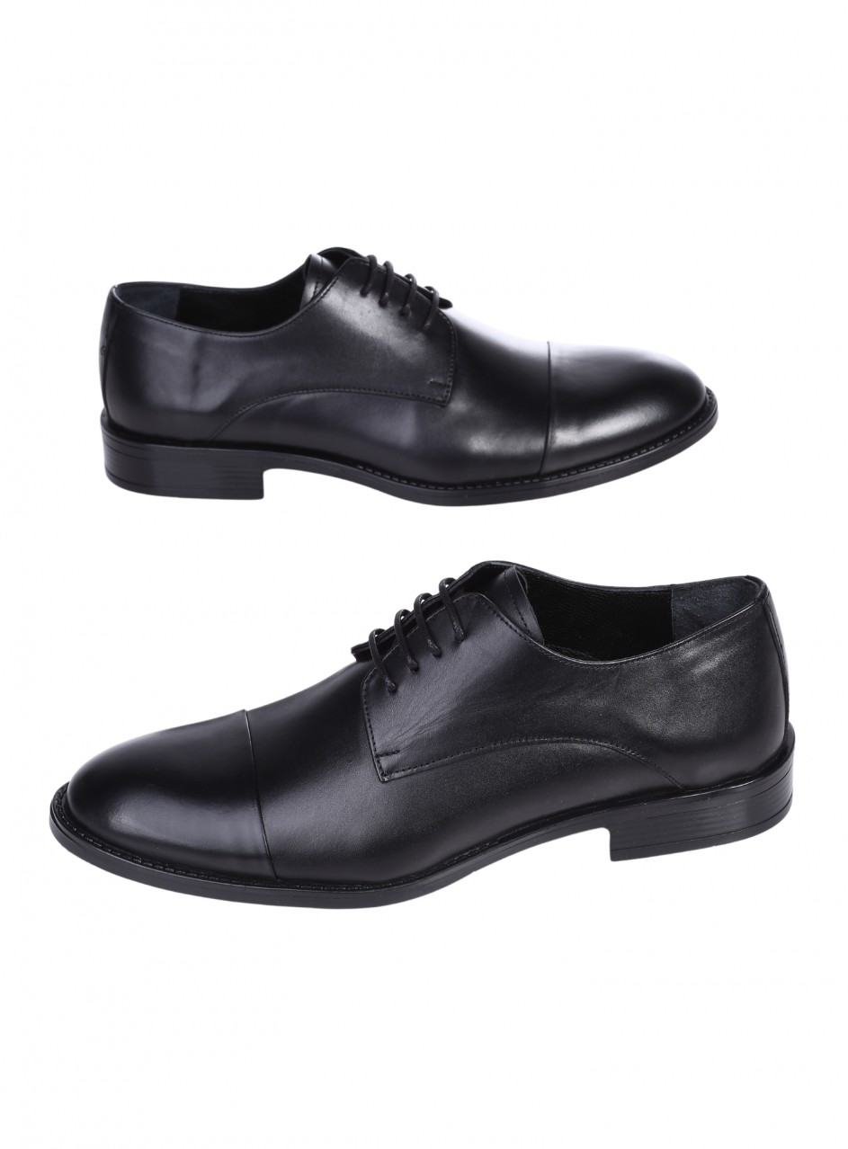 Eлегантни мъжки обувки от естесвена кожа в черно 7AT-26283 black (25389)
