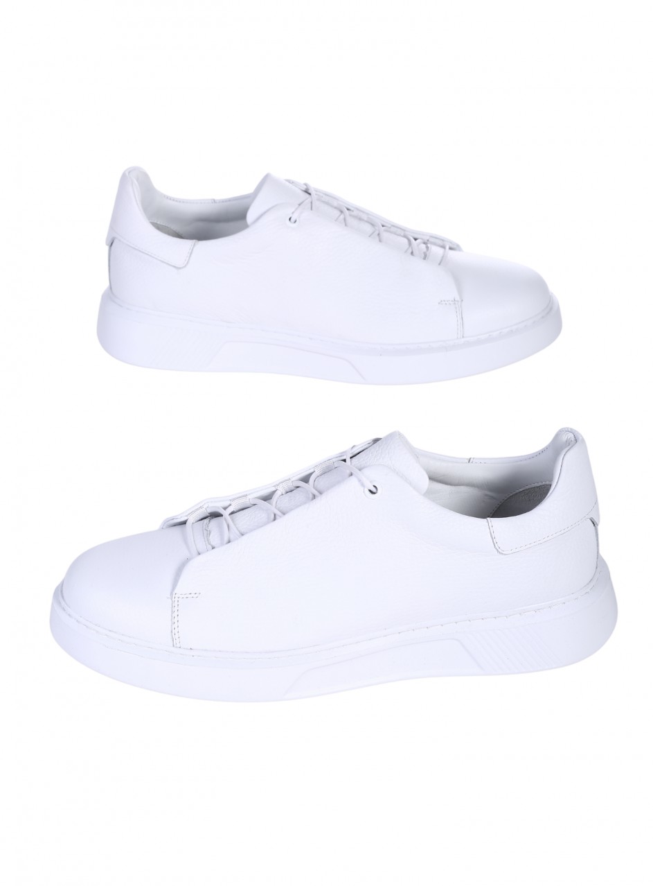 Ежедневни мъжки обувки от естествена кожа в бяло 7AT-26288 white (25381) (24366)