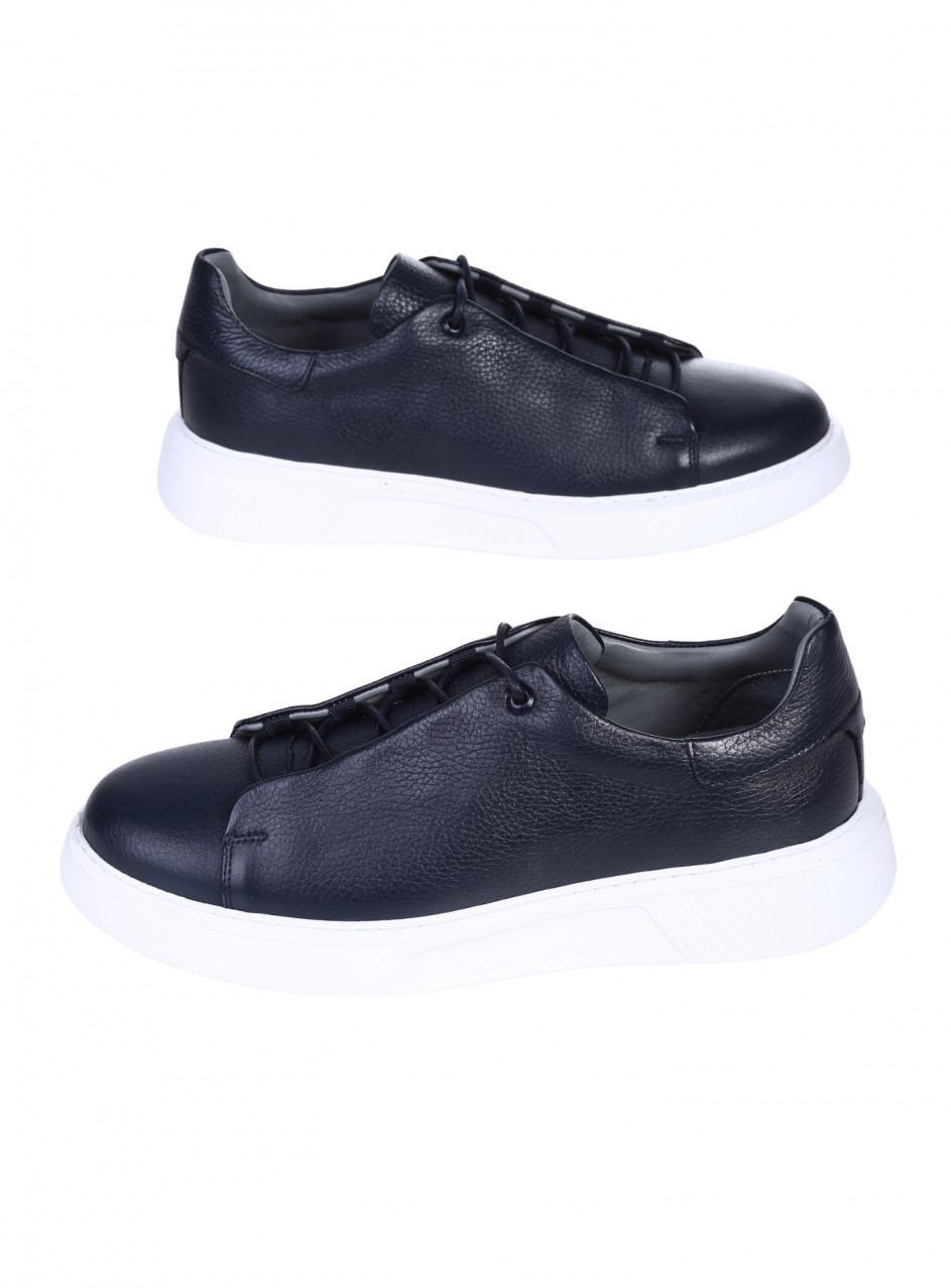 Ежедневни мъжки обувки от естествена кожа в цвят нави 7AT-26288 navy (25381)