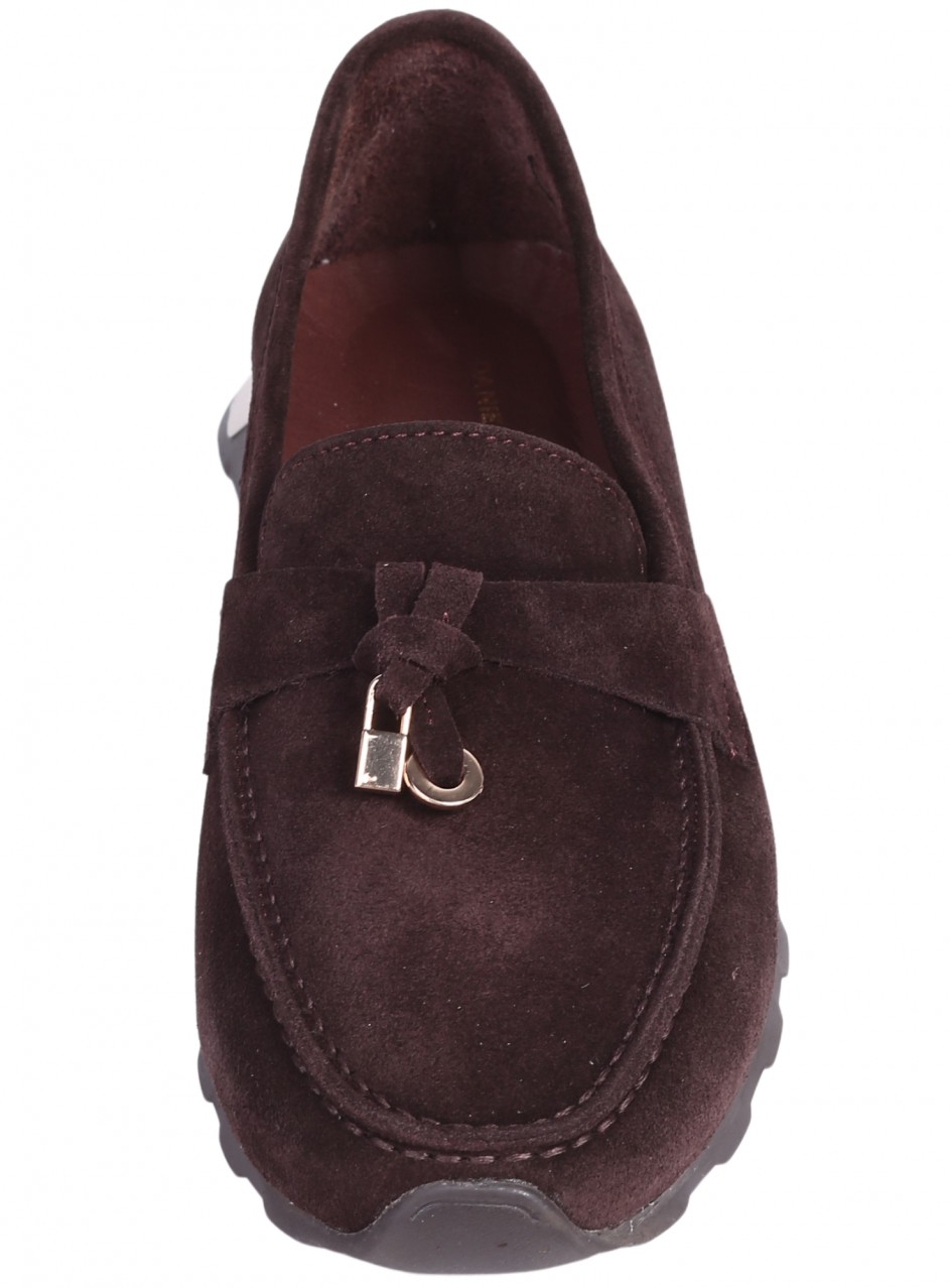 Ежедневни дамски обувки от естествен велур в кафяво 3AT-26273 brown