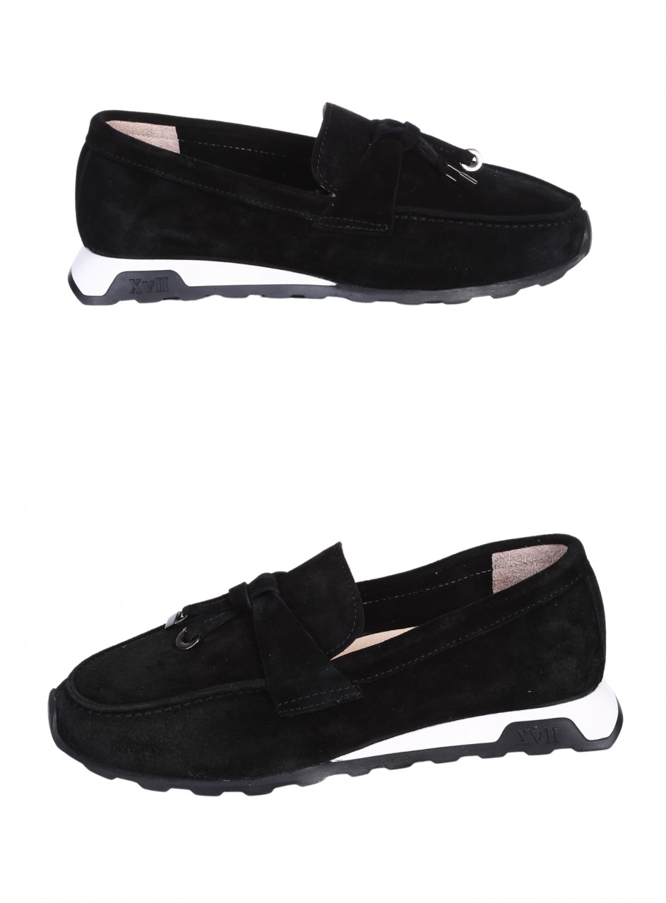 Ежедневни дамски обувки от естествен велур в черно 3AT-26273 black