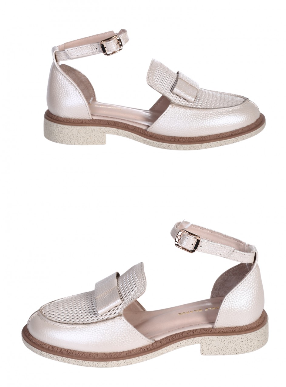 Ежедневни дамски обувки, от естествена кожа в бежов/златист 3AT-26276 beige