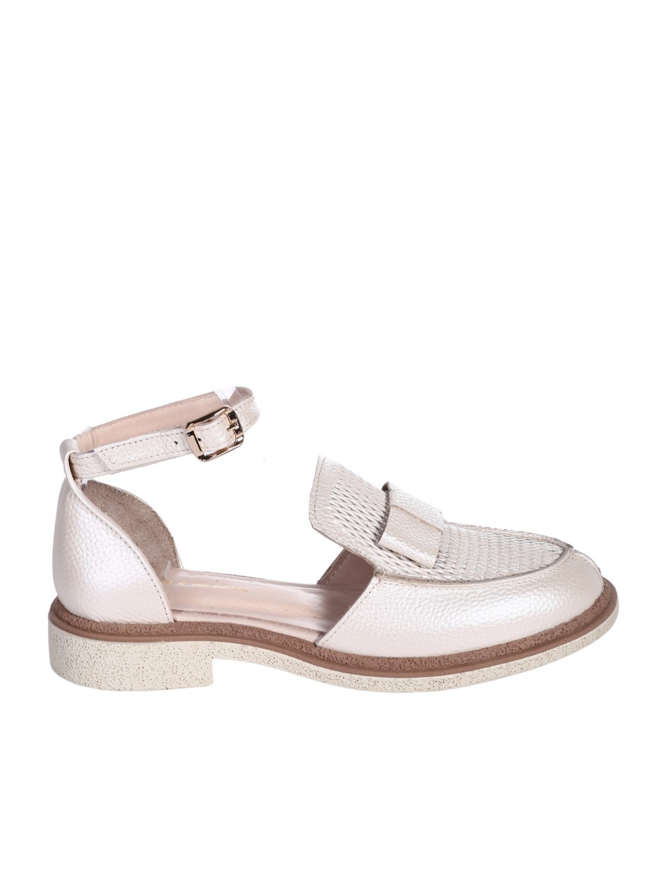 Ежедневни дамски обувки, от естествена кожа в бежов/златист 3AT-26276 beige