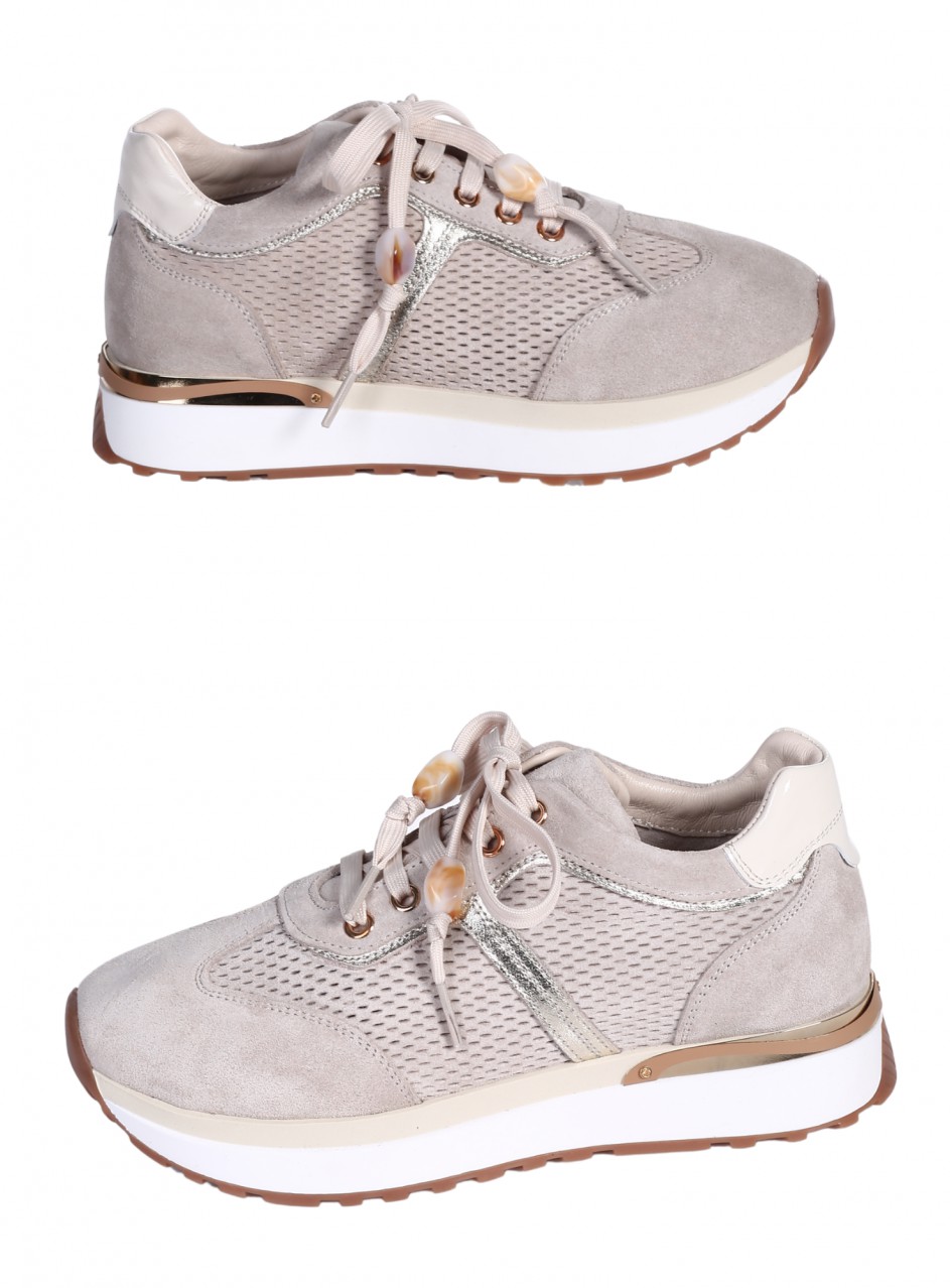 Ежедневни дамски обувки от естествена кожа с декоративни елементи в бежово 3AT-26290 beige