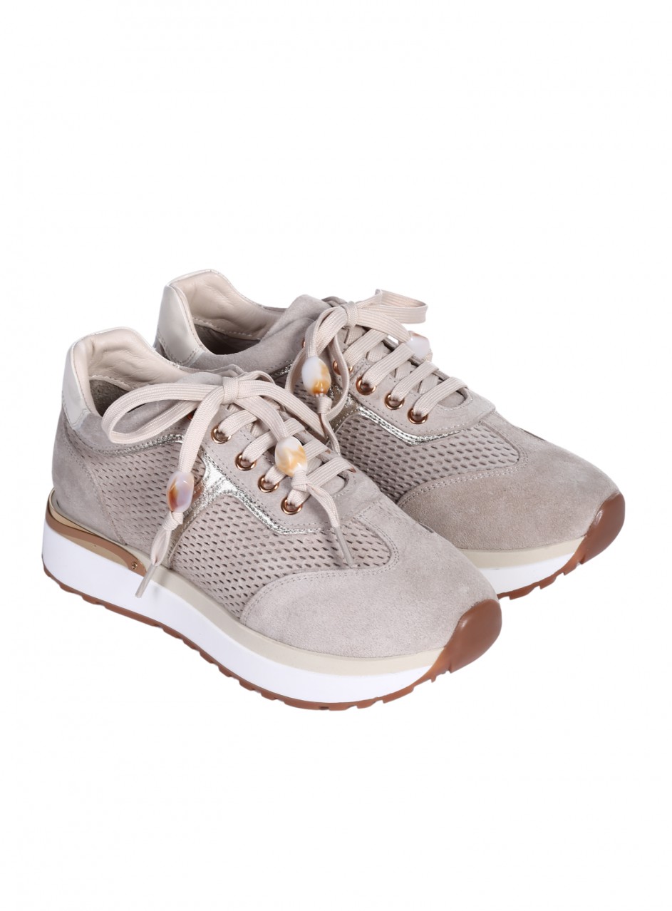 Ежедневни дамски обувки от естествена кожа с декоративни елементи в бежово 3AT-26290 beige