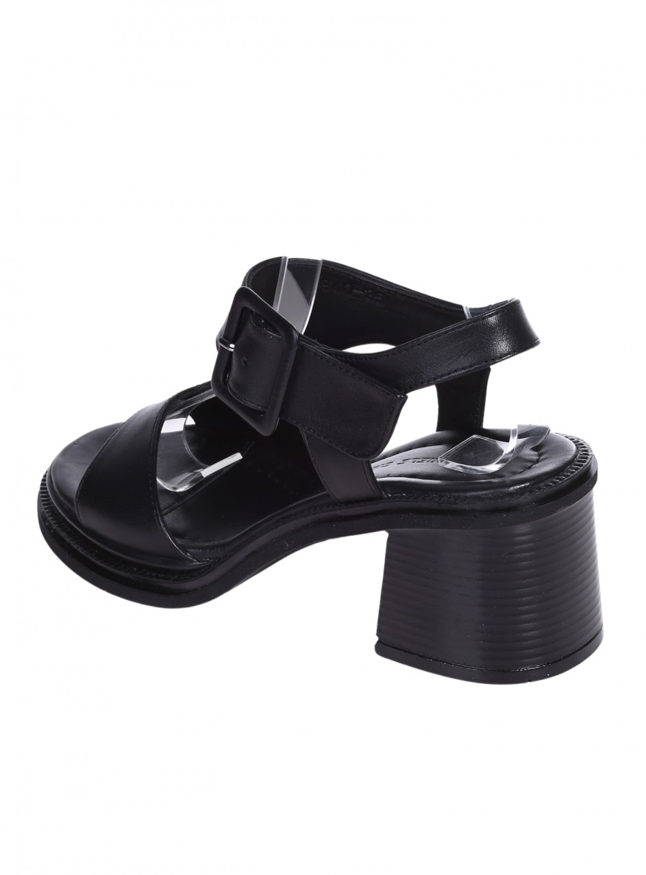 Ежедневни дамски сандали от естествена кожа в черно 4AT-26227 black