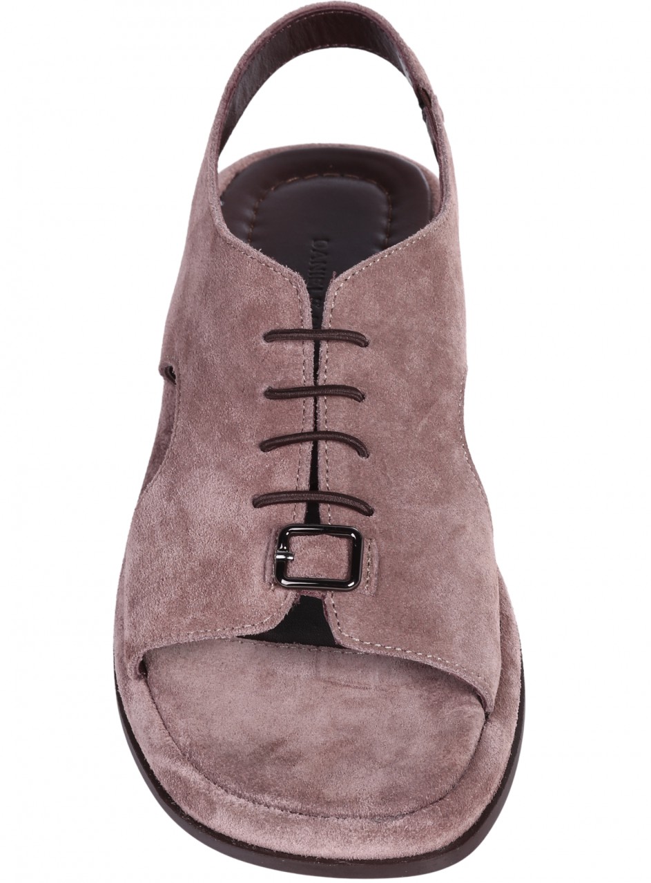 Ежедневни дамски сандали от естествен велур в кафяво 4AT-26230 taupe su