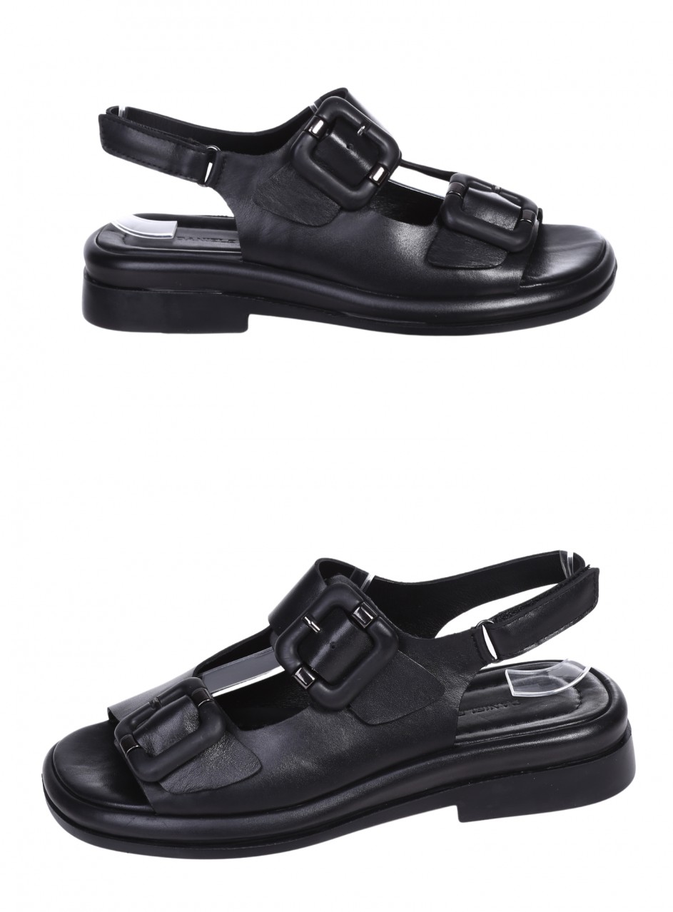 Ежедневни дамски сандали от естествена кожа в черно 4AT-26233 black