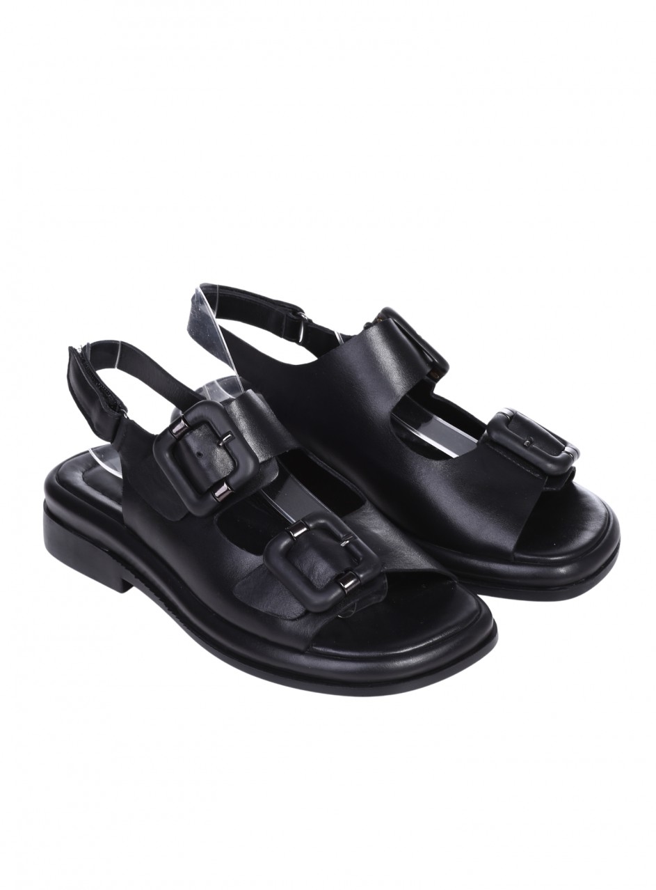 Ежедневни дамски сандали от естествена кожа в черно 4AT-26233 black