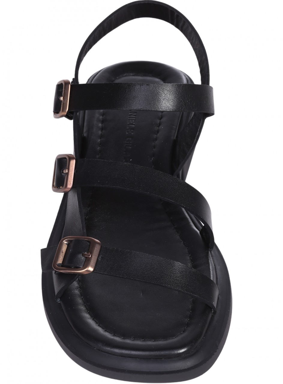 Ежедневни дамски сандали от естествена кожа, с регулируеми каишки в черно 4AT-26235 black