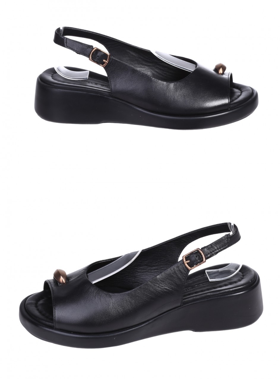 Ежедневни дамски сандали от естествена кожа, в черно 4AT-26239 black