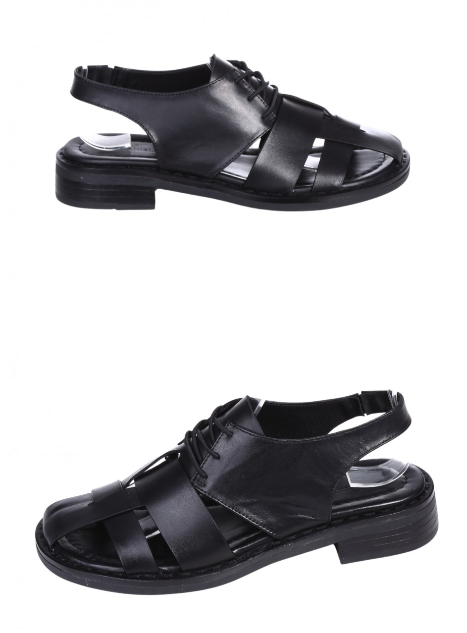 Ежедневни дамски сандали от естествена кожа в черно 4AT-26242 black