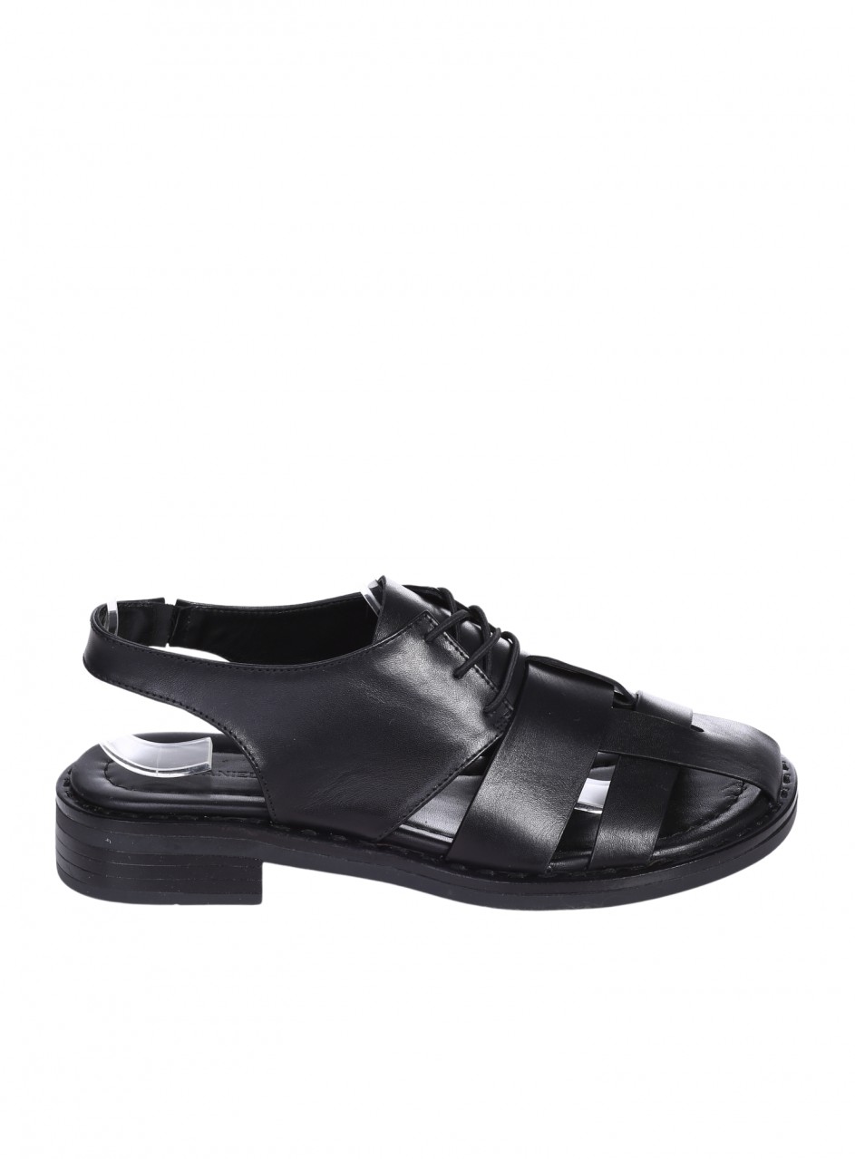 Ежедневни дамски сандали от естествена кожа в черно 4AT-26242 black