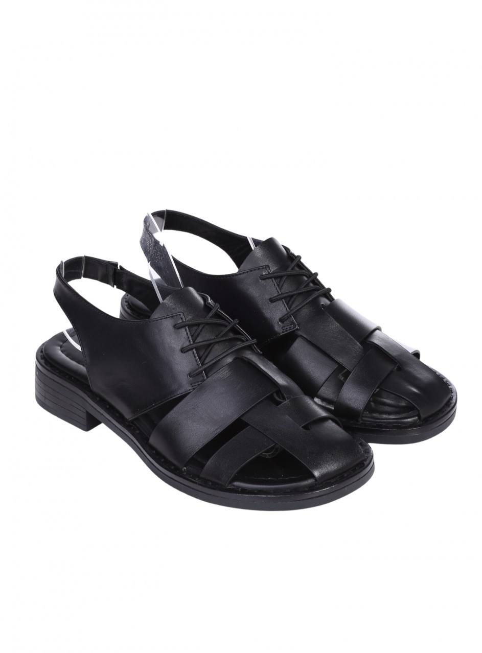 Ежедневни дамски сандали от естествена кожа в черно 4AT-26242 black