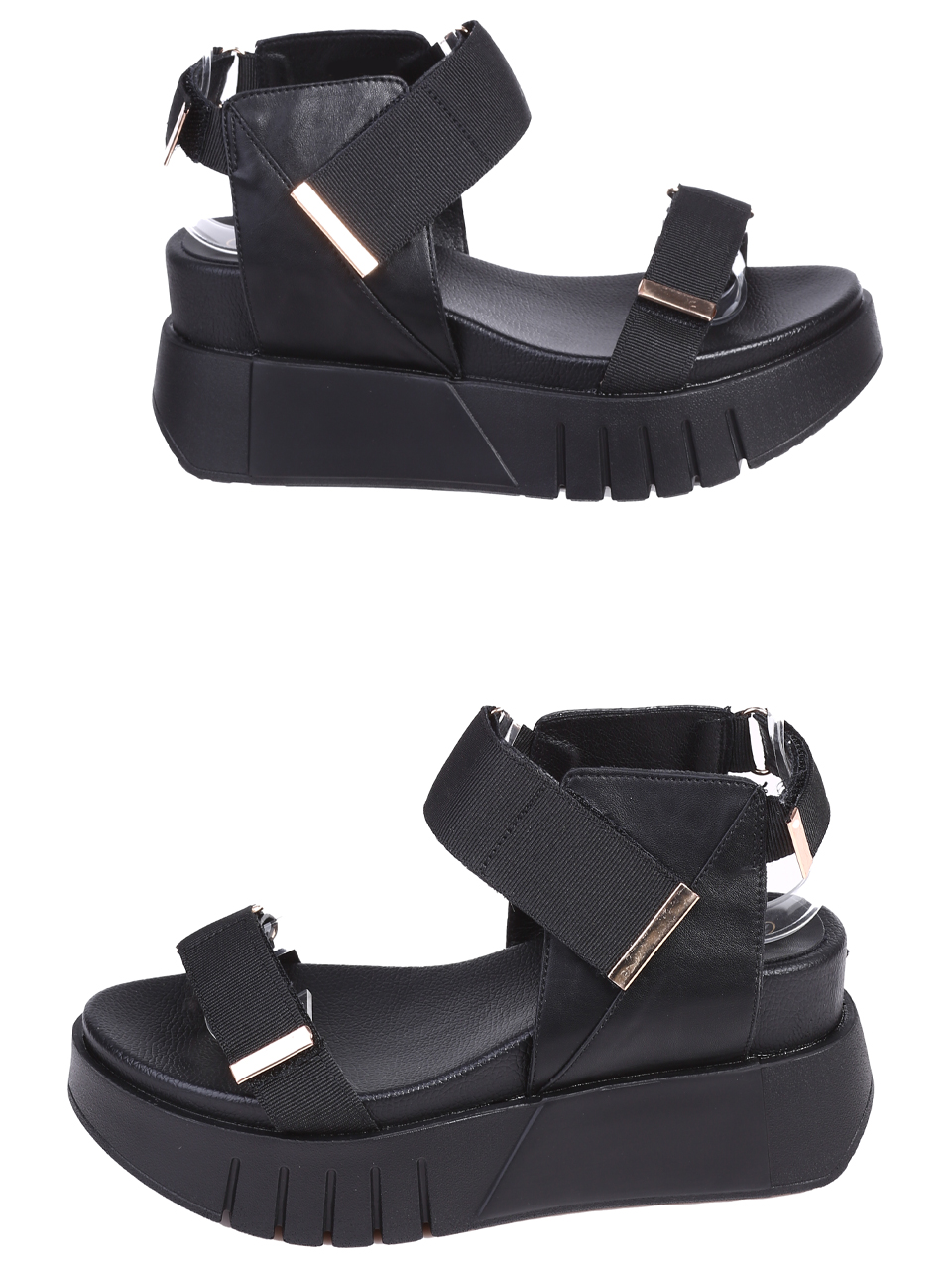 Ежедневни дамски сандали, на платформа, в бял/черен цвят 4H-26089 (25149) black