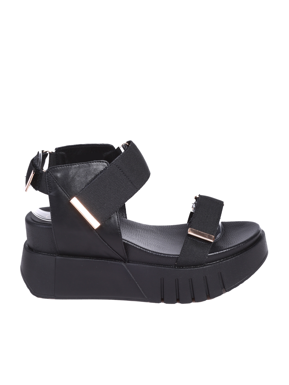 Ежедневни дамски сандали, на платформа, в бял/черен цвят 4H-26089 (25149) black