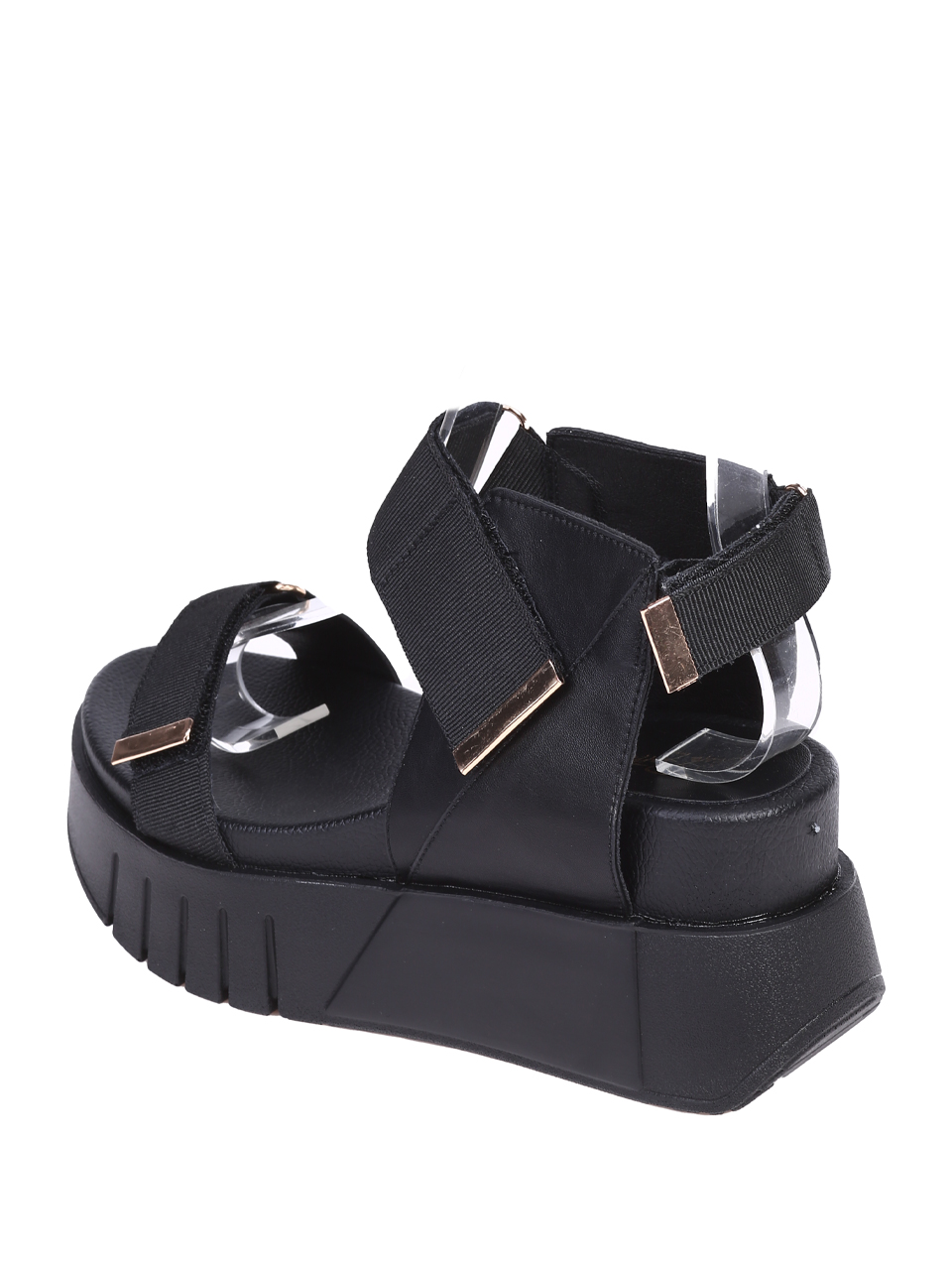 Ежедневни дамски сандали, на платформа, в бял/черен цвят 4H-26089 (25149) black