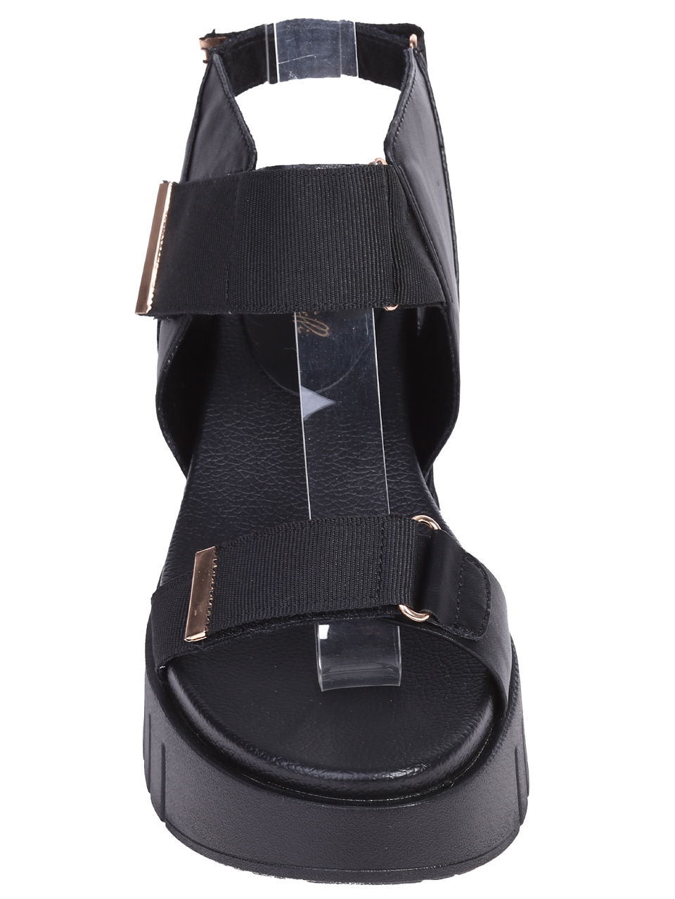 Ежедневни дамски сандали, на платформа, в бял/черен цвят 4H-26089 (25149) black