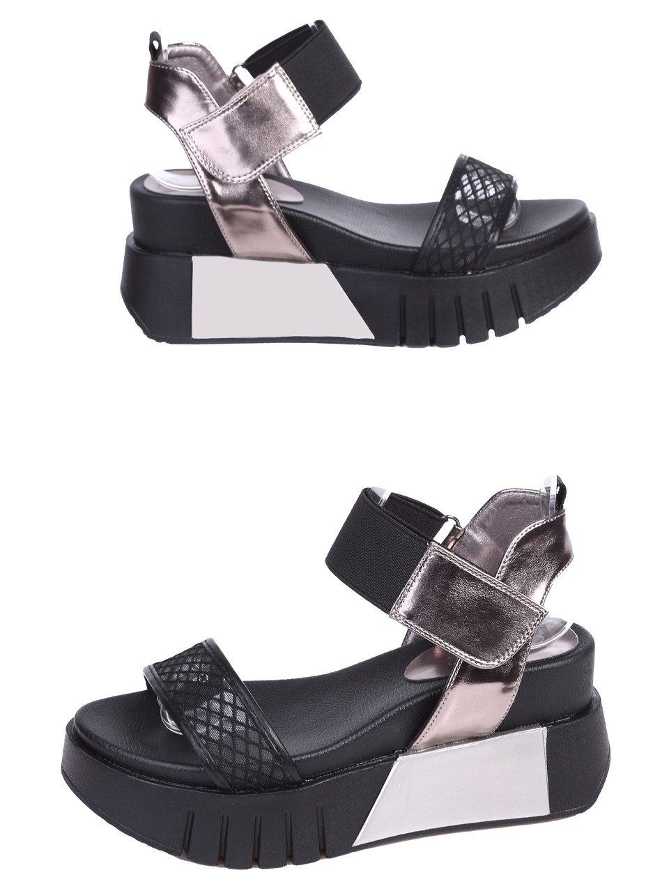 Ежедневни дамски сандали, на платформа, в черно 4H-26090 (25150) black